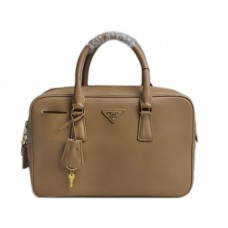 Prada Saffiano Calf Leather Top Handle Bag Beige