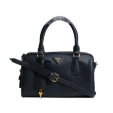 Prada Saffiano Calf Leather Top Handle Medium Bag Dark Blue