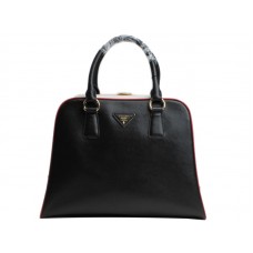 Prada Saffiano Framed Top Handle Bag Black