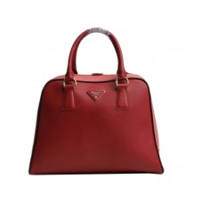 Prada Saffiano Framed Top Handle Bag Red