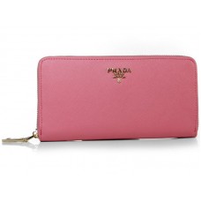 Prada Saffiano Zippy Wallet Dark Pink