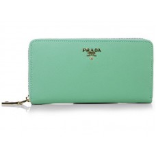 Prada Saffiano Zippy Wallet Green