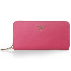 Prada Saffiano Zippy Wallet Hot Pink