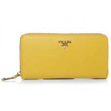 Prada Saffiano Zippy Wallet Yellow