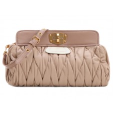 Miu Miu Matelasse Oversized Convertible Clutch Beige