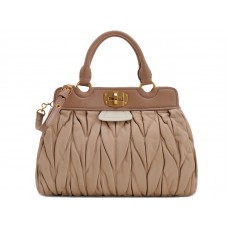 Miu Miu Matelasse Double Handle Satchel Beige