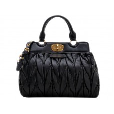 Miu Miu Matelasse Double Handle Satchel Black