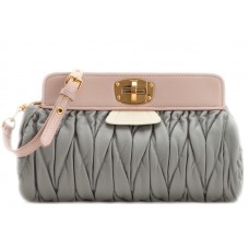 Miu Miu Matelasse Oversized Convertible Clutch Grey