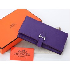 Hermes Epsom Original Calfskin Bearn Japonaise Bi-Fold Wallet Purple