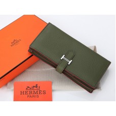 Hermes Dogon Togo Original Calfskin Bearn Japonaise Bi-Fold Wallet Olive