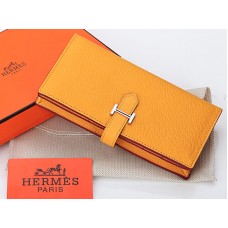 Hermes Dogon Togo Original Calfskin Bearn Japonaise Bi-Fold Wallet Yellow