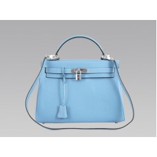 Hermes Kelly 32cm Togo Leather Clemence Blue Jean