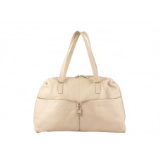 Fendi Cowhide Leather Front Zip Satchel Off White