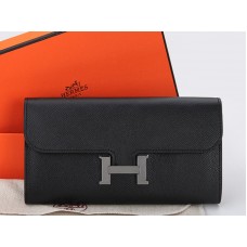 Hermes Epsom Original Calfskin Constance Long Wallet Black