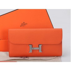 Hermes Epsom Original Calfskin Constance Long Wallet Orange