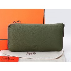 Hermes Zipper Wallet Original Leather Olive