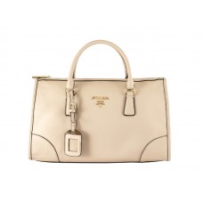 Prada Cowhide Leather Top Handle Bag Off White