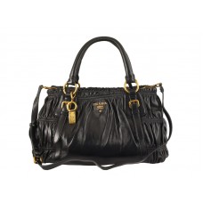 Prada Nappa Gauffre Horizontal Antic Satchel Black