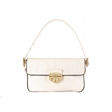 Prada Perforated Collection Cowhide Leather Shoulder Bag White