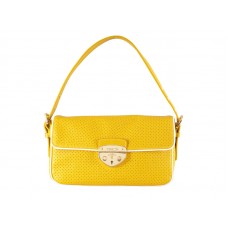 Prada Perforated Collection Cowhide Leather Shoulder Bag Yellow