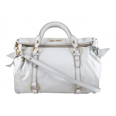 Miu Miu Nappa Leather Large Boston Bag White