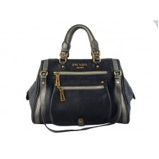 Prada Calf Leather Top Handle Bag Black