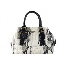 Prada Python Leather Tote White And Black