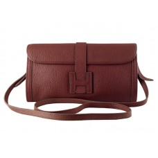 Hermes Flap Clutch Purplish Red