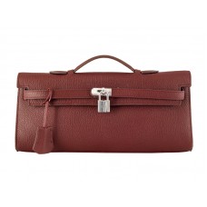 Hermes Kelly Pochette Longue Purplish Red