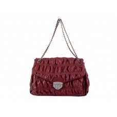 Prada Embossede Nappa Leather Shoulder Bag Wine