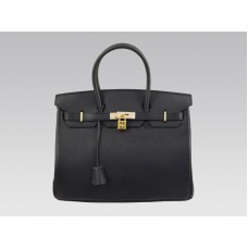 Hermes Birkin 35cm Clemence Black With Golden Hardware