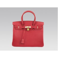 Hermes Birkin 35cm Clemence Rouge Vif With Golden Hardware