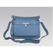 Hermes Jypsiere 34 Messenger Bag Clemence Bleu Marine