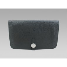 Hermes Dogon Togo Leather Wallet Purse Black