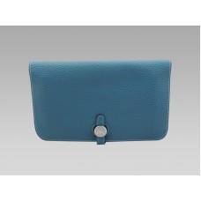 Hermes Dogon Togo Leather Wallet Purse Blue