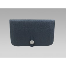 Hermes Dogon Togo Leather Wallet Purse Dark Blue