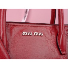 Miu Miu Glazed Leather Tote Red