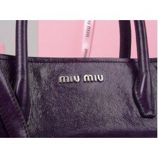 Miu Miu Glazed Leather Tote Purple