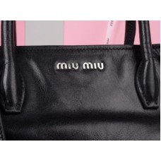 Miu Miu Glazed Leather Tote Black