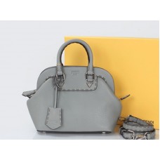 Fendi Original Leather Mini Selleria Adele Satchel Grey