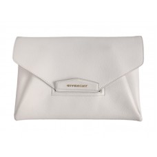 Givenchy Antigona Envelope Clutch Grained Leather White