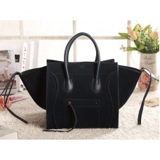 Celine Luggage Phantom Square Tote Bag Suede Leather Dark Blue