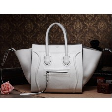 Celine Luggage Phantom Square Tote Bag Togo Leather White