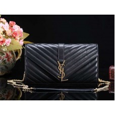 Ysl  Medium Monogramme Satchel  Black Lambskin Matelasse Leather