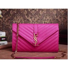 Ysl  Medium Monogramme Satchel  Lipstick Fuchsia Grain  Poudre Textured Matelasse Leather