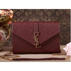 Ysl Small Monogramme Satchel Dark Magenta Grain Textured Matelasse Leather