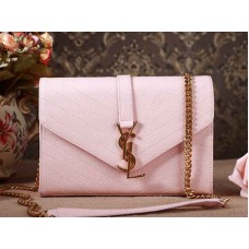 Ysl Small Monogramme Satchel Pink Grain Textured Matelasse Leather