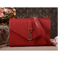 Ysl Small Monogramme Satchel Red Grain Textured Matelasse Leather