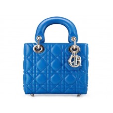 Dior Nano Leather Bag Gold Hardware Blue