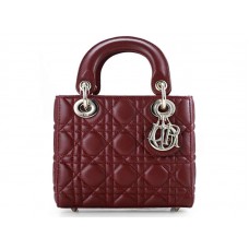 Dior Nano Leather Bag Gold Hardware Burgundy